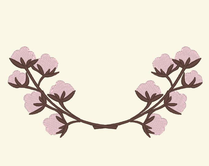 Cotton Branches wreaths  - INSTANT DOWNLOAD machine embroidery fill stitch designs - assorted sizes for hoops 4x4 and 5x7