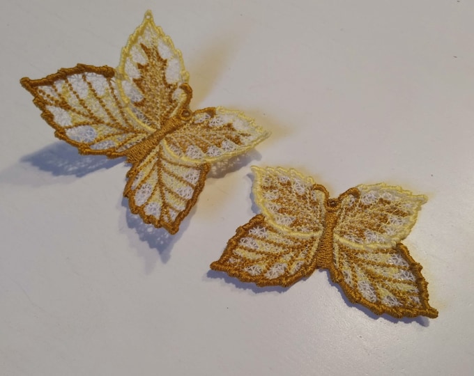 Autumn leaves Butterfly Dimensional,  FSL, Free standing lace embroidery design in the hoop ITH embroidery 4x4 assorted sizes