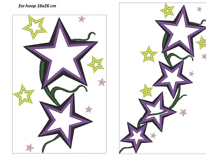 Cute stars set - machine embroidery applique designs INSTANT DOWNLOAD - hoops 4x4, 5x7 and 6x10