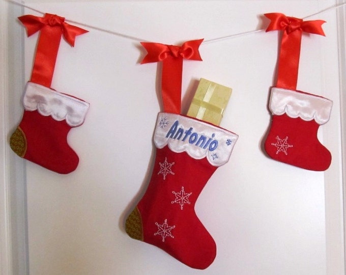 Christmas Stockings, Socks, Easy to make In The Hoop Machine Embroidery designs all done In-The-Hoop, for hoop 4x4 and 5x7  INSTANT DOWNLOAD
