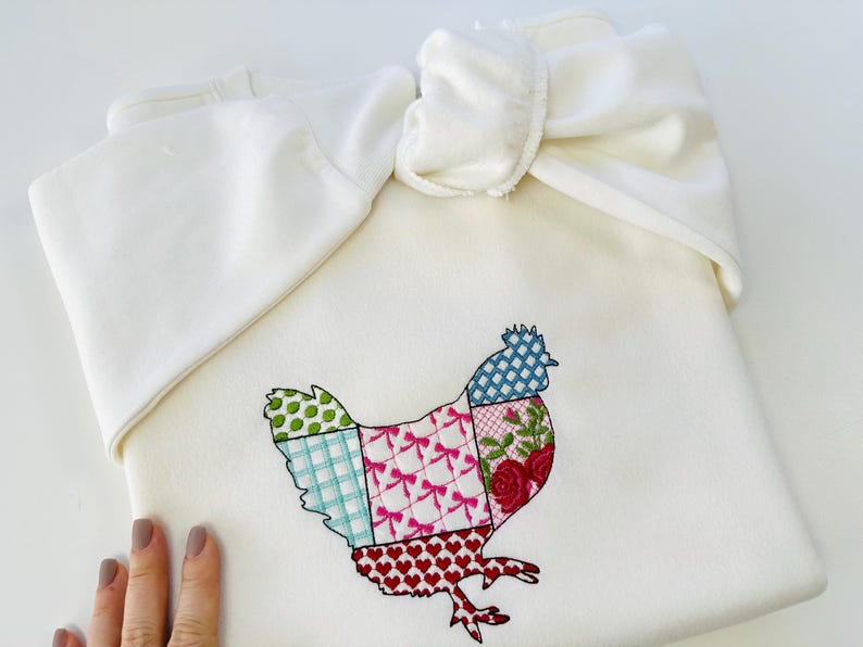 Patchwork Chicken Awesome Patterned Farm Bird Machine Embroidery ...