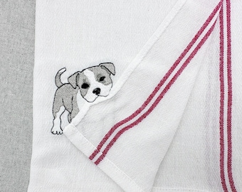 Lovely playing Pitbull Puppy Dog Mama kitchen dish towel pet animal kids machine embroidery designs ITH project simply in the hoop project
