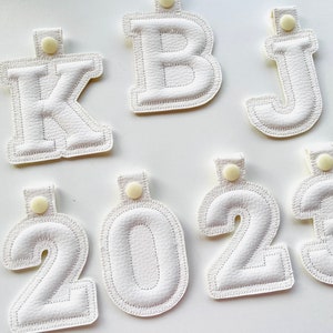 Puffy puff relief 3D Key Fob snap tab Monogram A-Z and numbers 0-9 in the hoop ITH personalized bag tag keychain machine embroidery designs