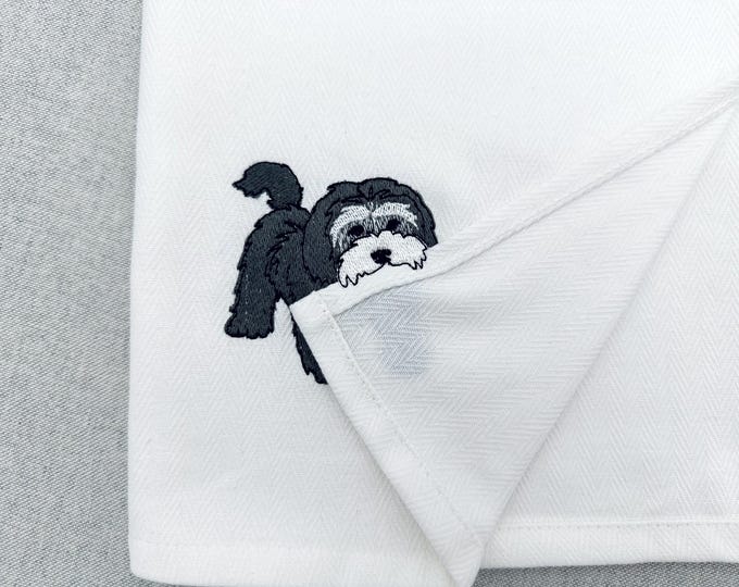 Cute playing Havanese Havanna Bichon Puppy Dog Mama kitchen dish towel pet animal machine embroidery designs ITH project simply in the hoop
