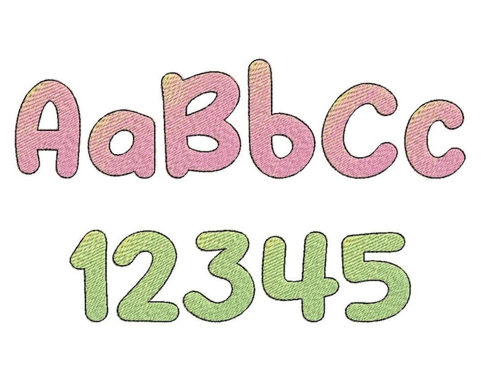 NO special thread! Rainbow Iridescent 2 Color Monogram FONT alphabet machine embroidery designs gradient variegated playful font, BX incl