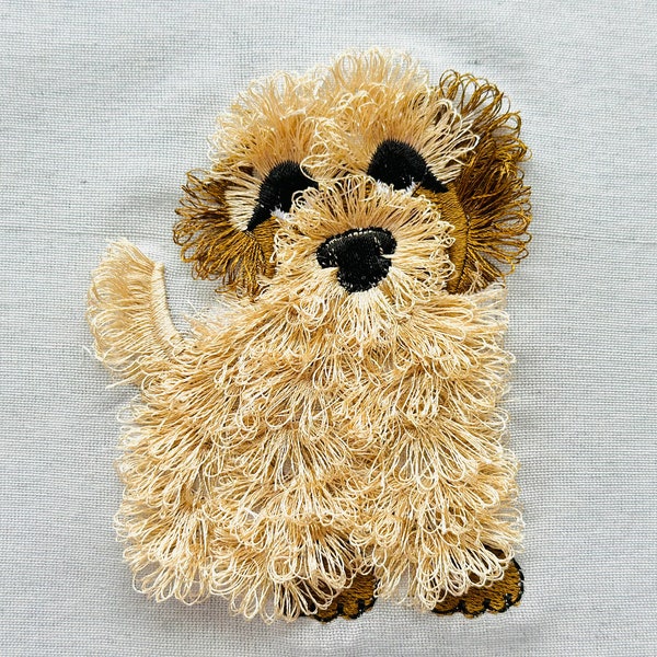 Cockapoo fringe dog Fluffy chenille Puppy machine embroidery designs dog breed fringed fur Cockapoos Dog puppy embroidery pet animal