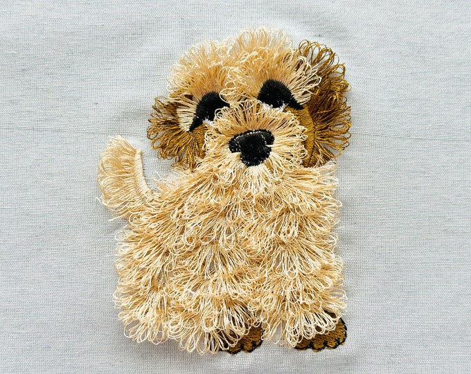 Cockapoo fringe dog Fluffy chenille Puppy machine embroidery designs dog breed fringed fur Cockapoos Dog puppy embroidery pet animal