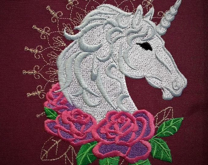 Boho floral unicorn head with rose flower crown machine embroidery designs multiple sizes for hoop 4x4, 5x7, awesome gorgeous girl horse