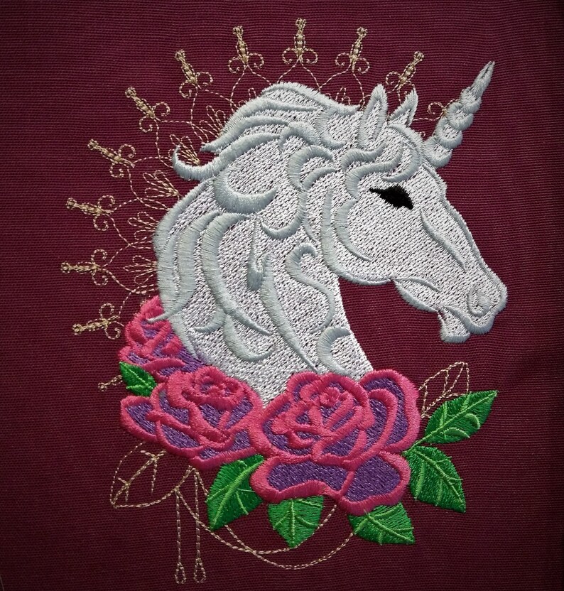 Boho floral unicorn head unicorn roses embroidery designs Etsy