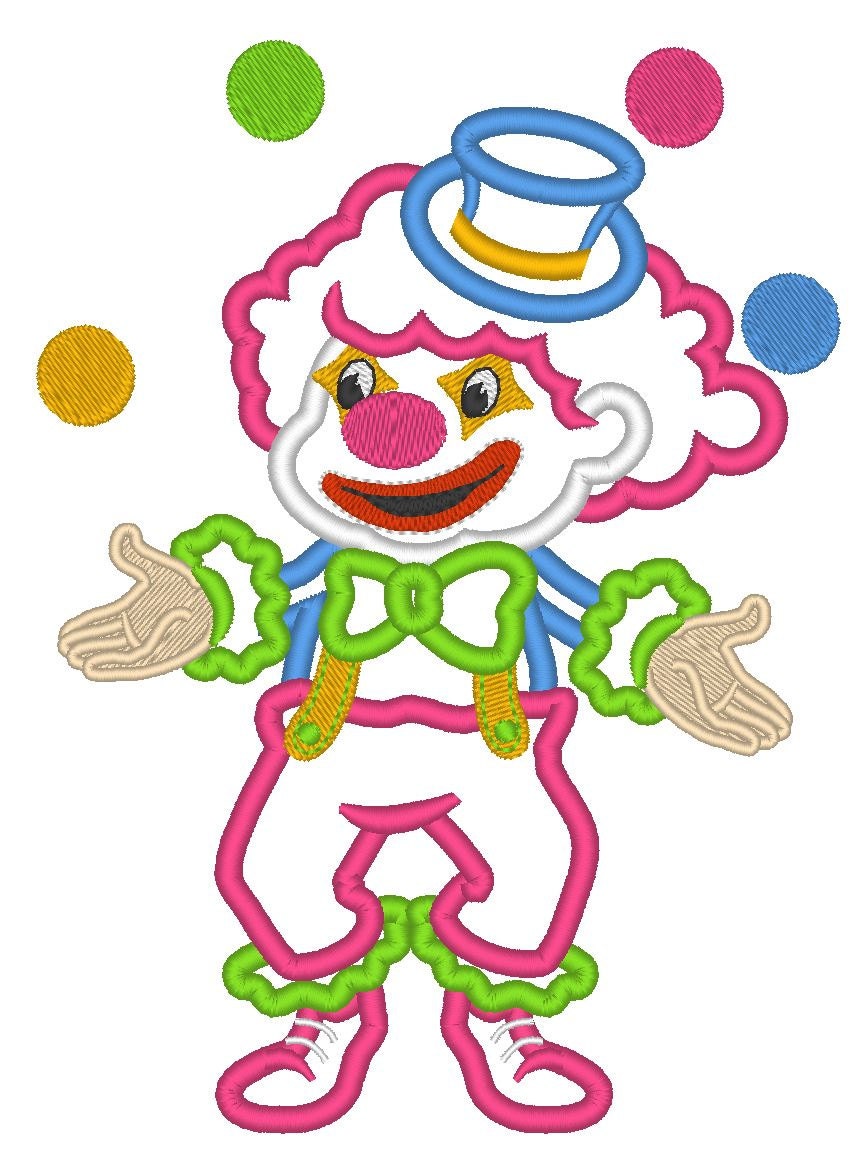 Clown little fun clown juggle balls machine embroidery applique designs Clown little fun clown juggle balls machine embroidery applique designs