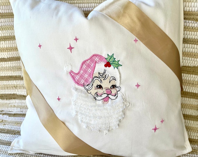 Christmas Santa Claus Fringed fluffy Santa beard gingham hat fluffy fringed chenille machine embroidery designs in sizes 4, 5, 7, 8 inches