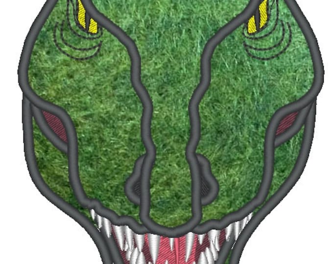 T-rex Dinosaur Face , machine embroidery applique and fil lstitch designs  INSTANT DOWNLOAD