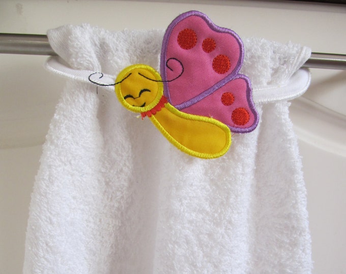 Butterfly Towel topper machine embroidery design, ITH project in-the-hoop designs for hoop 5x7 in the hoop hanging hole machine embroidery
