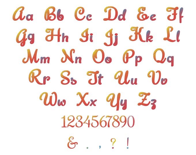 Rainbow font, BX included! NO special thread! Iridescent 2 Color Monogram FONT alphabet machine embroidery designs, gradient embroidery font