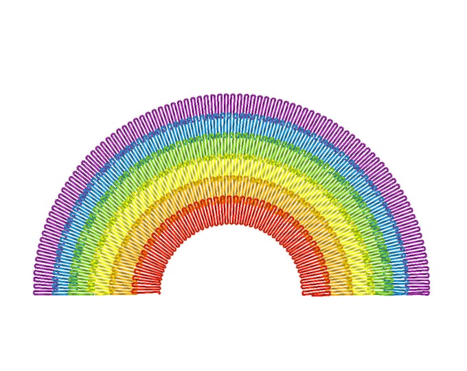 Light stitch Rainbow machine embroidery designs outline rainbow perfect for kids baby girls birthday monogram many sizes 4 up to 12 inch