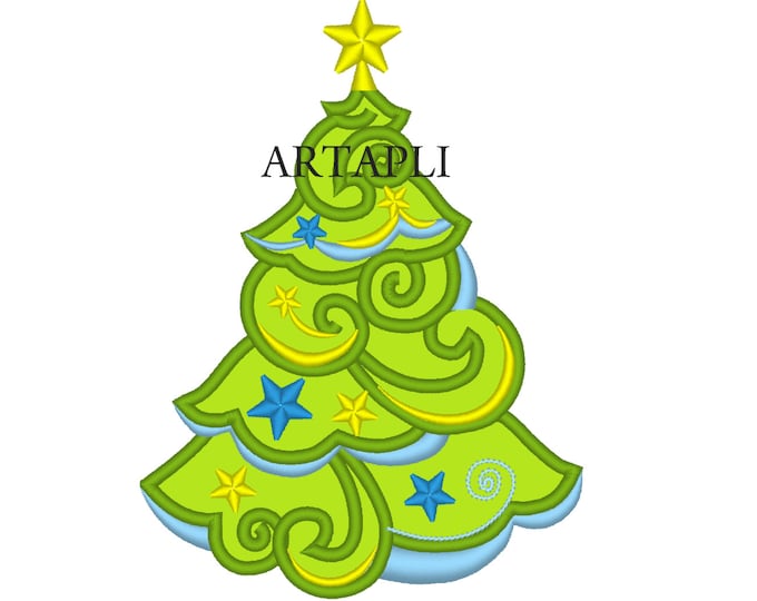 Classy Christmas tree - machine embroidery applique designs and fill stitch design - 4x4, 5x7, 6x10 INSTANT DOWNLOAD