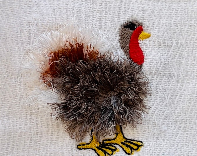 Fringed fluffy chenille Turkey Thanksgiving thanks fall machine embroidery designs awesome Gobbler bird fringe ITH in the hoop embroidery