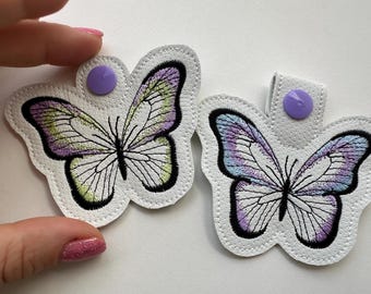 Butterfly Eyelet and key fob snap tab SET of 2 types keychain ITH simply in the hoop machine embroidery designs for hoop 4x4  5x7 gift idea