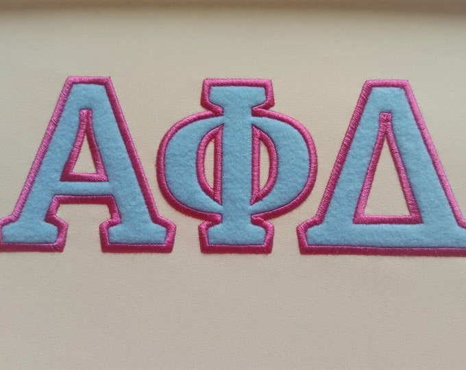 Fraternities and sororities Greek font, alphabet simple applique with contrast outline font machine embroidery designs assorted sizes