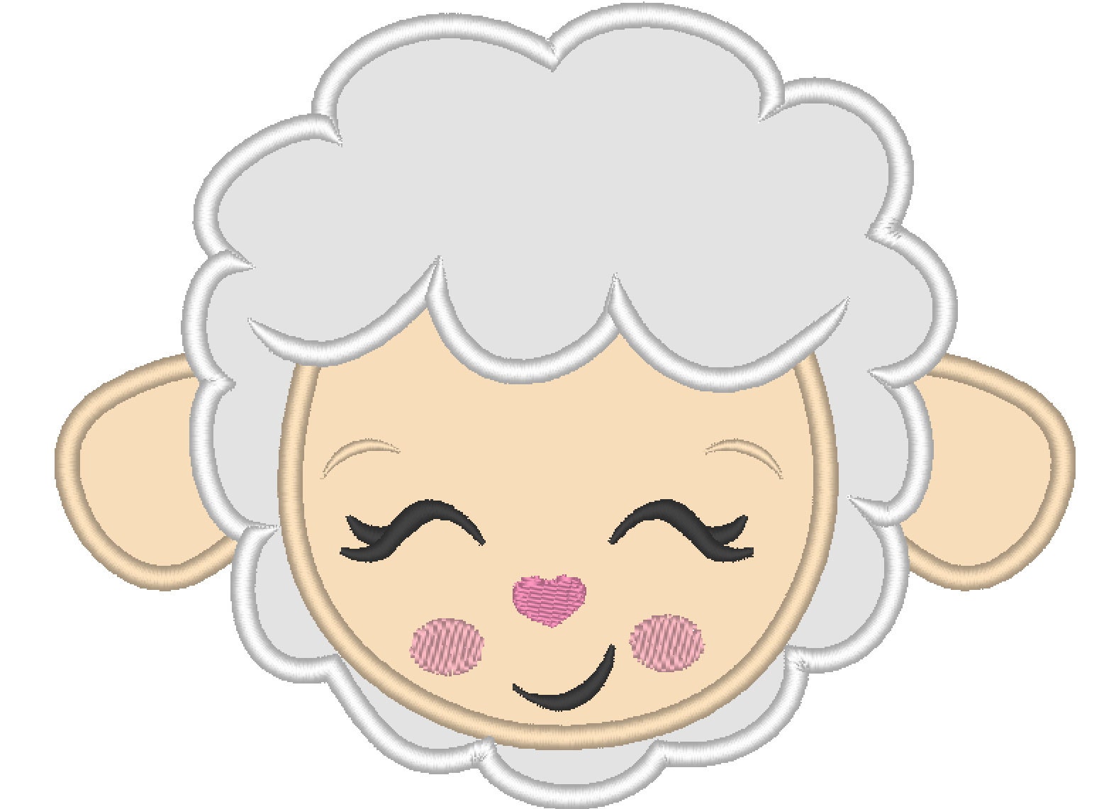 Little lamb, sheep applique face head - machine embroidery applique designs - multiple sizes for hoop 4x4 and 5x7 Little lamb, sheep applique face head - machine embroidery applique designs - multiple sizes for hoop 4x4 and 5x7