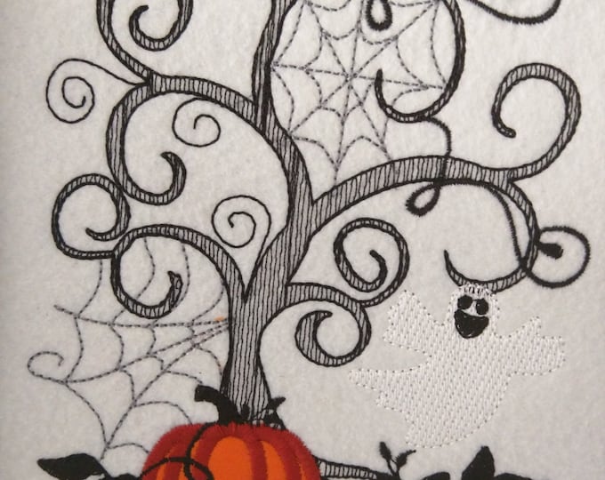 Halloween scene, sketch stitch embroidery designs  4x4, 5x7, 6x10 INSTANT DOWNLOAD