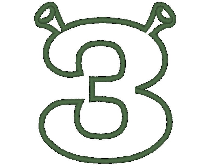 Cute Numbers with Ogre ears Applique Font machine embroidery designs in sizes 4 and 5 inches Birthday Numbers SET 1-9 for kids Ogre party