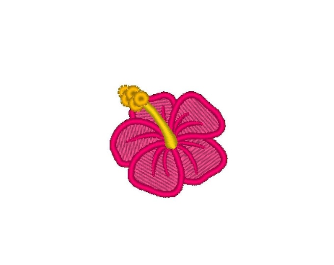 Mini Fill stitch Hibiscus flower - Hawaii summer flower embroidery designs - hibiscus flowers small embroidery designs