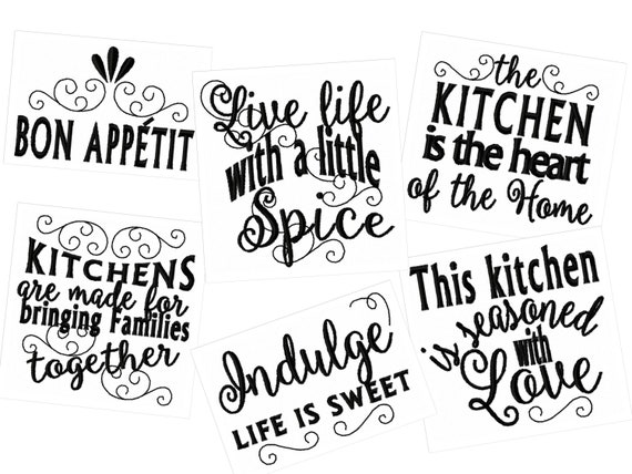 Kitchen lovely quotes - machine embroidery designs for hoop 4x4 and 5x7 - kitchen towel embroidery collection SET of 6 INSTANT DOWNLOAD
