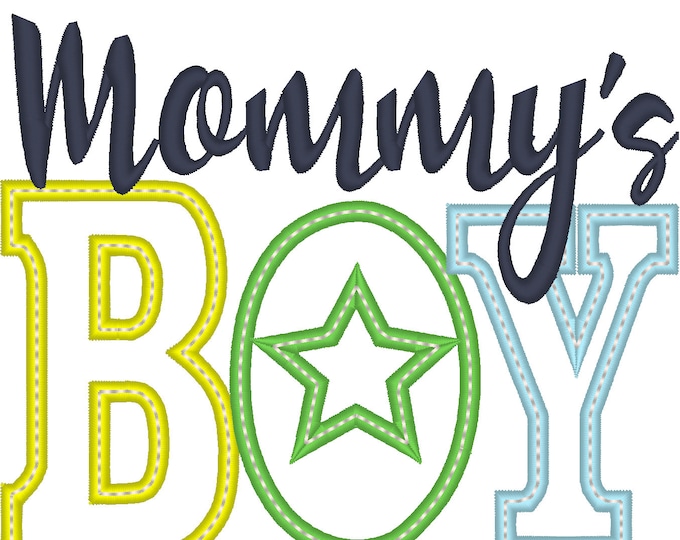 Mommy's little Boy with little pretty star  applique outfit machine embroidery designs - 4x4 and 5x7