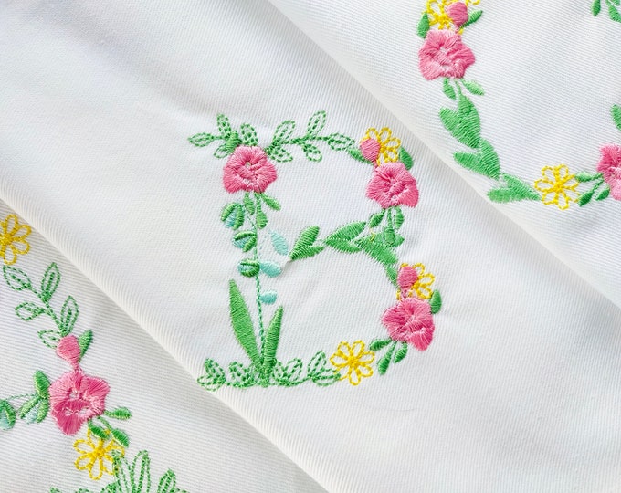 Light stitch Floral Font alphabet machine embroidery designs flowered font Summer Daisy Rose Flower monogram sizes 2 up to 3.5 inches, BX