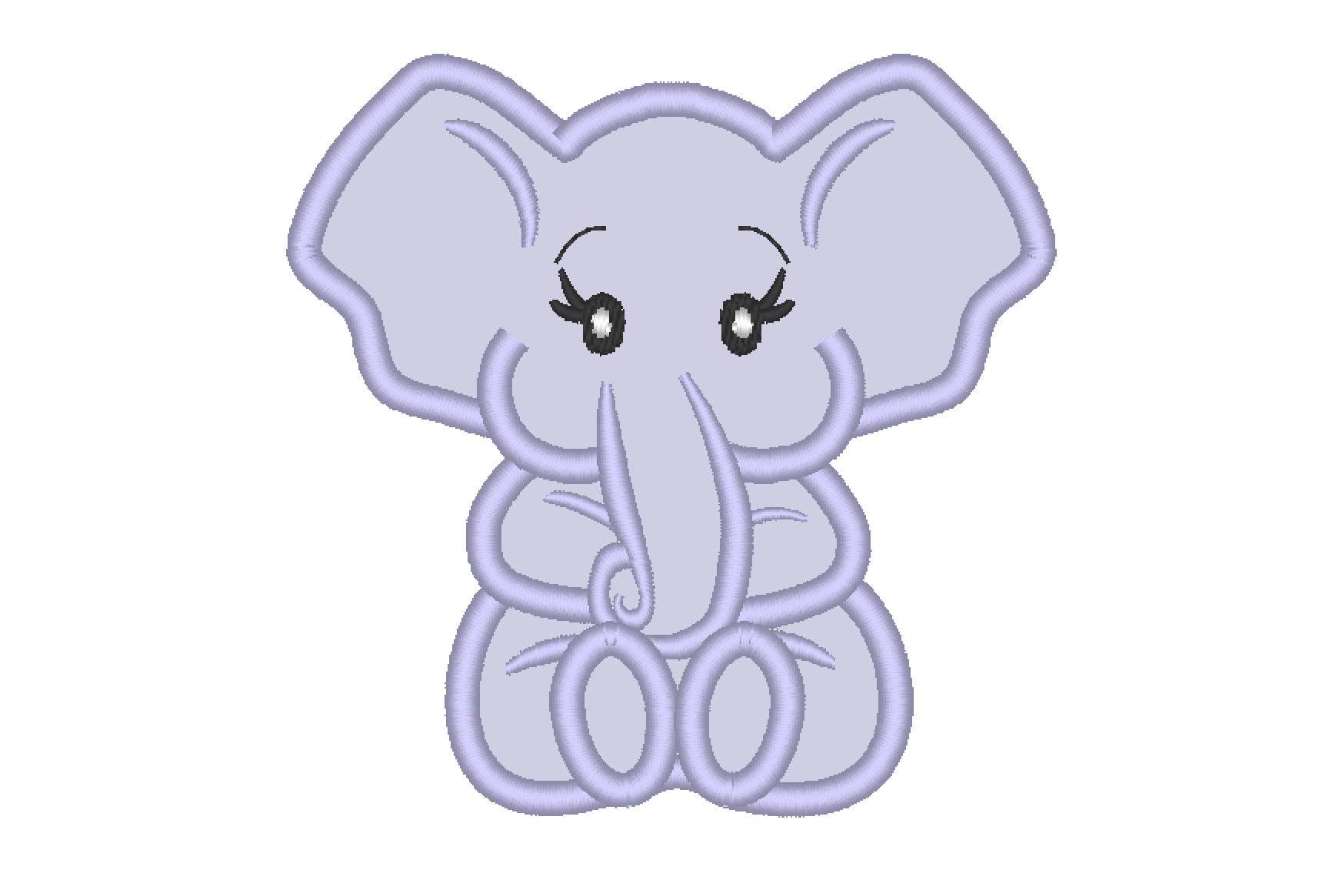 Little Elephant machine embroidery applique designs assorted sizes