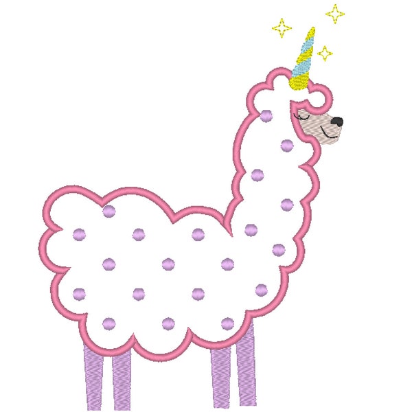 Llamacorn applique corn llama unicorn rainbow machine embroidery applique designs assorted sizes for hoop 4x4, 5x7, 6x10 cute lama alpaca