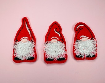 Fringed Gnome feltie SET of 3 types little gnome felt design Merry Christmas ITH in the hoop machine embroidery designs easy decoration