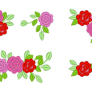 NUEVAS mini flores de acento, 5 TIPOS, diseños de bordado a máquina, conjunto de varios, muchos tamaños, mini rosas hermosas, pequeños bordados florales de rosas