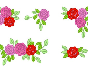 NEW Accent mini flowers, 5 TYPES, machine embroidery designs, set of various, many sizes, mini beautiful roses, tiny rose floral embroidery