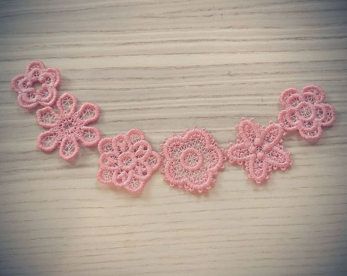 Mini delicate lace flowers 6 pcs collection FSL flower mini Free standing lace machine embroidery designs 4x4 assorted sizes MINI project
