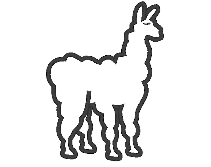 Simply llama, lama applique silhouette outline machine embroidery applique designs llama alpaca animal INSTANT DOWNLOAD for hoops 4x4, 5x7