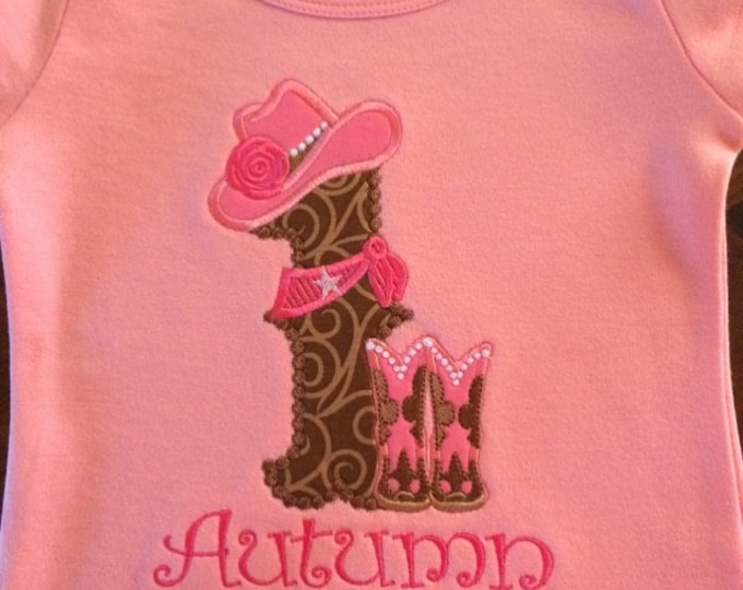 Lady Cowboy Birthday number 1 ONE - one number - machine embroidery applique designs hoop 5x7 farm girl baby cowgirl first birthday party