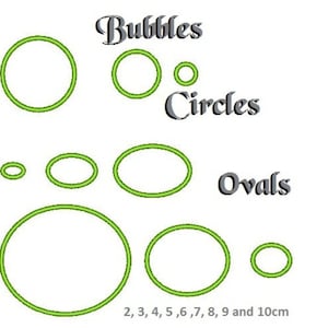 Bubble Circle Oval machine embroidery applique designs in assorted sizes for hoop 4x4 monogram frame accent add on blank round shape Set