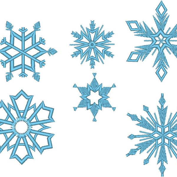 6 disegni di ricamo a macchina di fiocchi di neve SET di 6 fiocchi di neve in dimensioni assortite per il telaio 4x4 vacanze invernali neve fantastico ricamo di fiocchi di neve