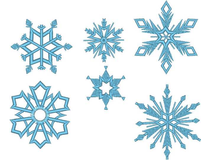 6 Snowflakes machine embroidery designs SET of 6 snowflake in assorted sizes for hoop 4x4 winter holidays snow awesome snowflake embroidery