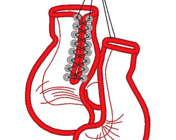 Boxing gloves - machine embroidery applique design - for hoop 4x4, 5x7, 6x10
