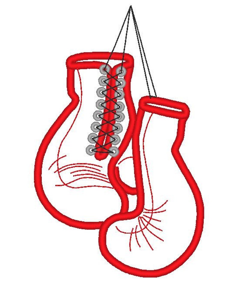 Boxing Gloves Machine Embroidery Applique Design for Hoop Etsy