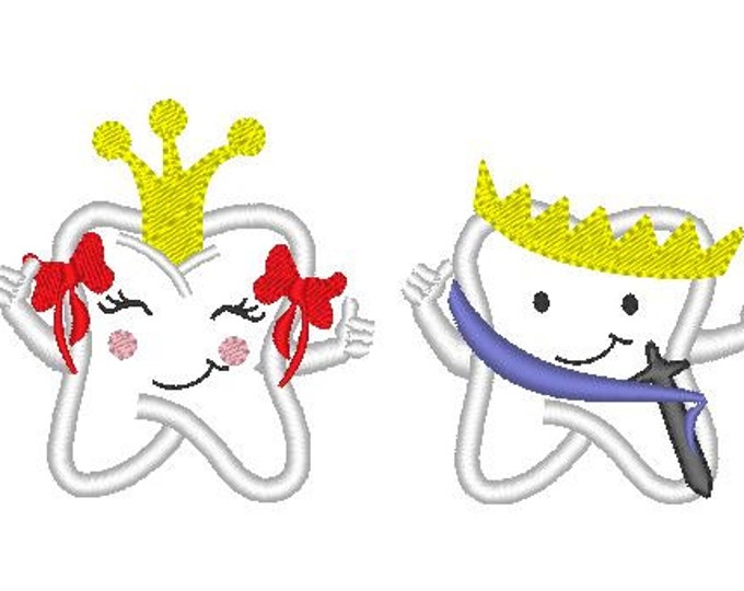 Tooth Fairy Boy and Girl - embroidery applique designs for hoop 4x4 inches, INSTANT DOWNLOAD multiple sizes