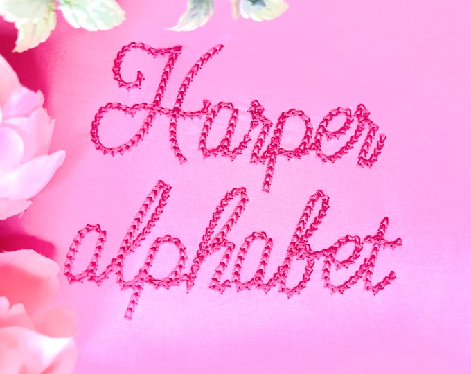 Quick light stitch Chain Links FONT machine embroidery designs in assorted mini sizes alphabet letters playful kids name monogram, BX incl