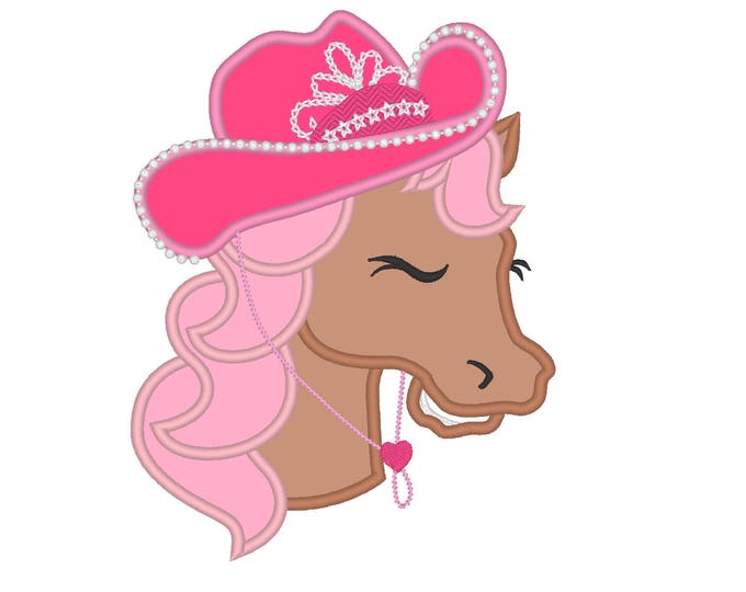 Pretty horse head hat and bandanna, machine embroidery applique designs  INSTANT DOWNLOAD