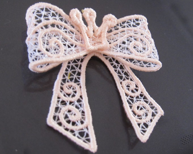 Little Princess - FSL, Free standing lace, curl Bow - machine embroidery design 4x4