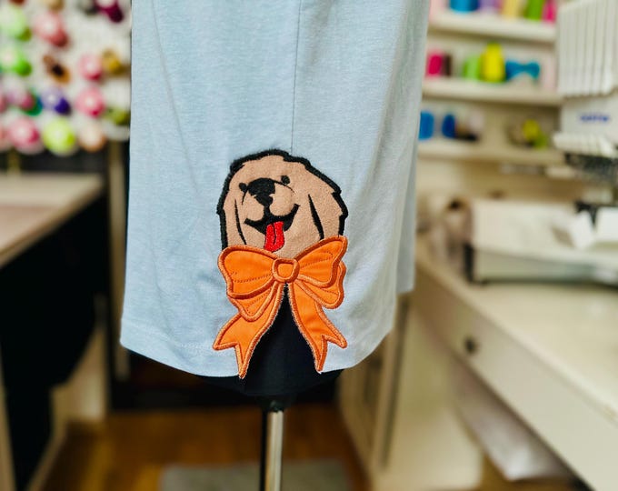 Dog Bow Split side seam cutout Side Bow Applique machine embroidery designs Trendy Pet Puppy lovers Apparel Sweatshirts T-Shirts design