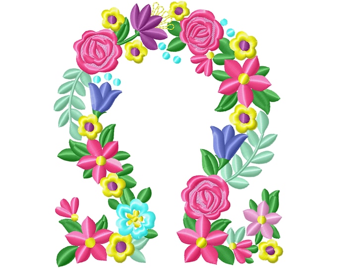 Fraternities & sororities Floral Greek font letter OMEGA, machine embroidery designs 3.5 4 5 6 7 in. INSTANT DOWNLOAD