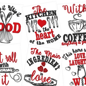 Kitchen quotes Pack price - 6 towel embroidery designs - quick stitch machine embroidery designs for hoop 4x4 and 5x7  by Artapli embroidery format PES HUS JEF EXP DST VIP VP3 XXX instant downlaod
